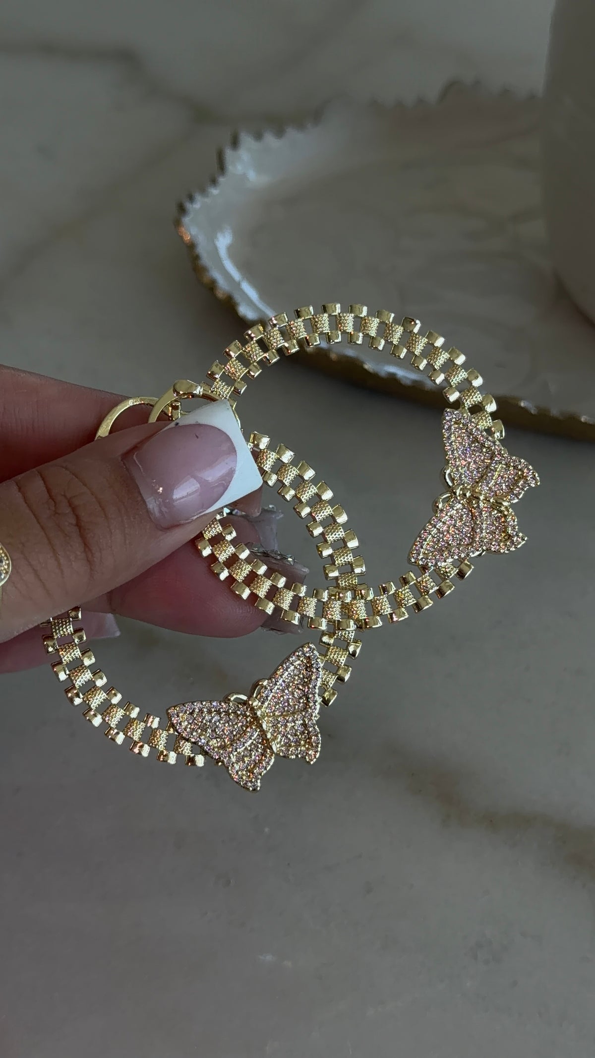 Bling Butterfly Rollie Hoops