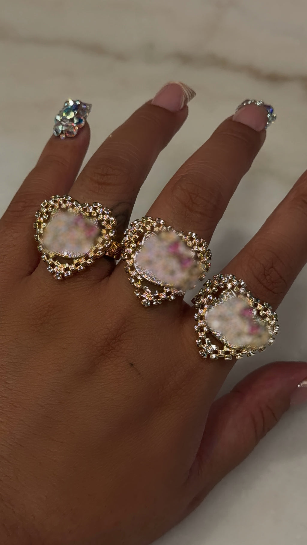 Rollie Heart Kitten Bling Face Ring