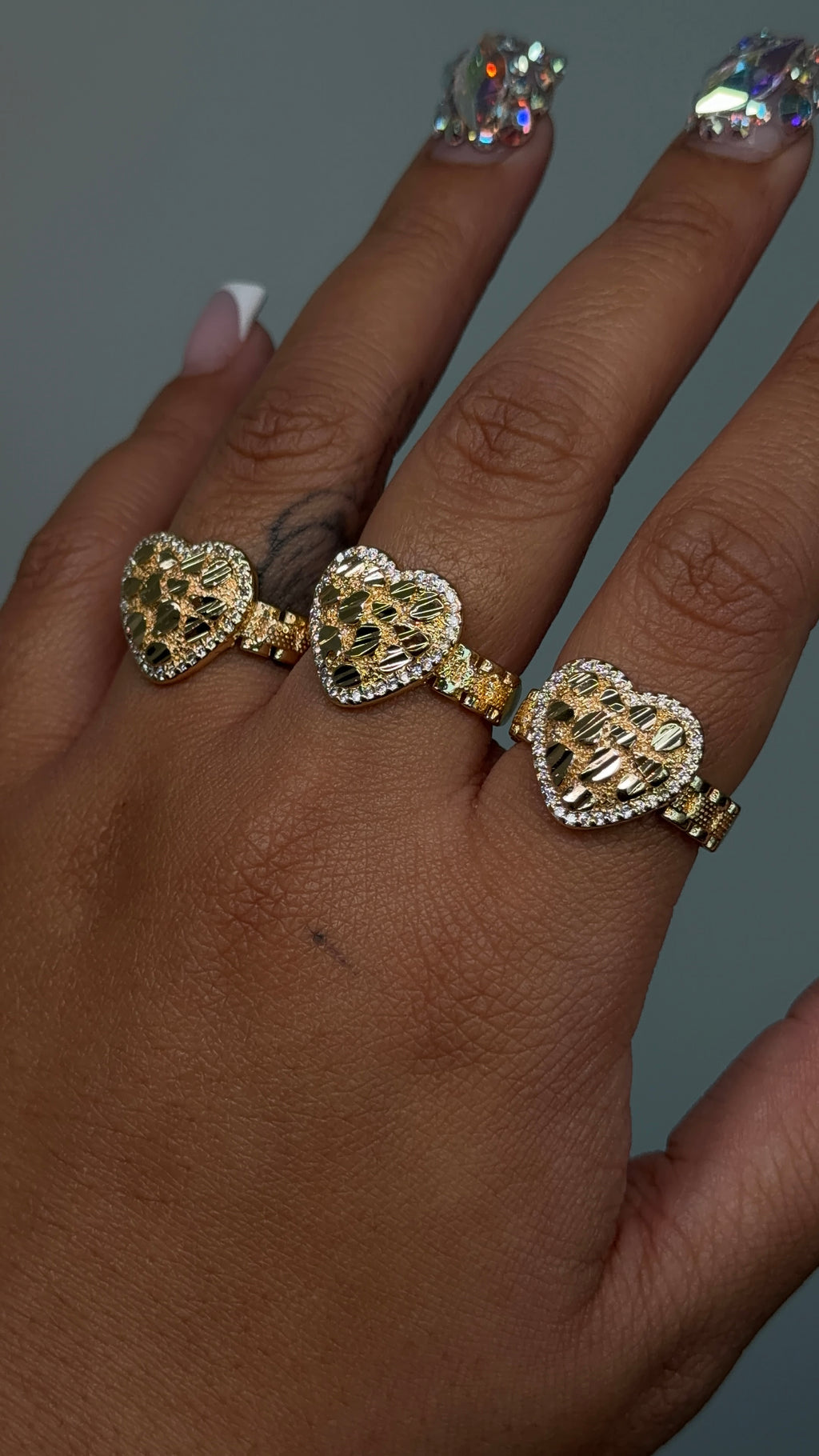 Heart Nugget Bling Rollie Band Ring