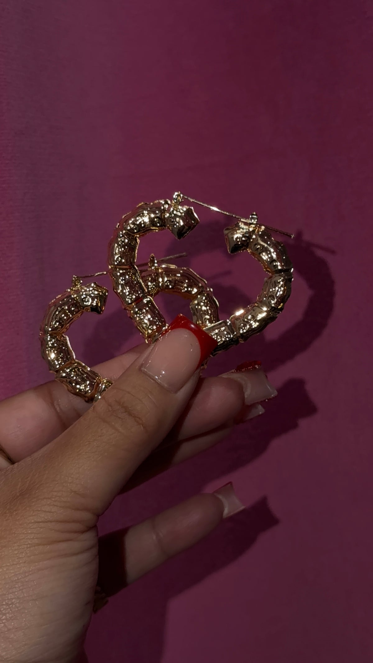Medium Heart Bamboo Earrings