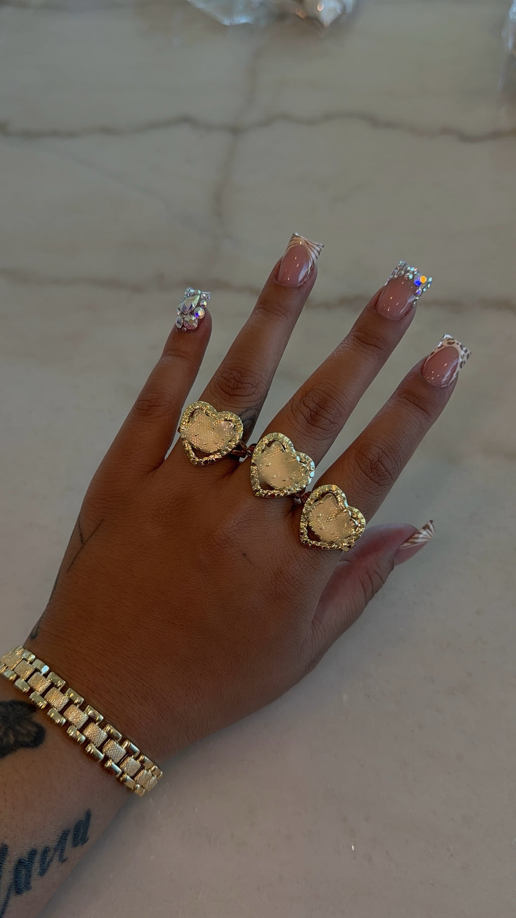 Nugget Heart Kitten Face Ring