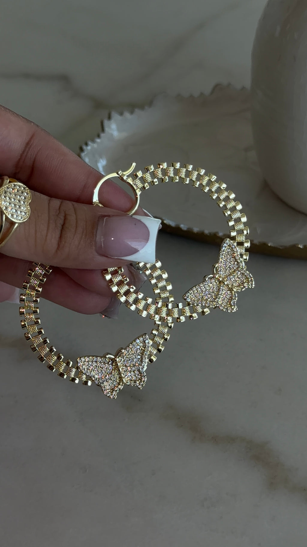 Bling Butterfly Rollie Hoops
