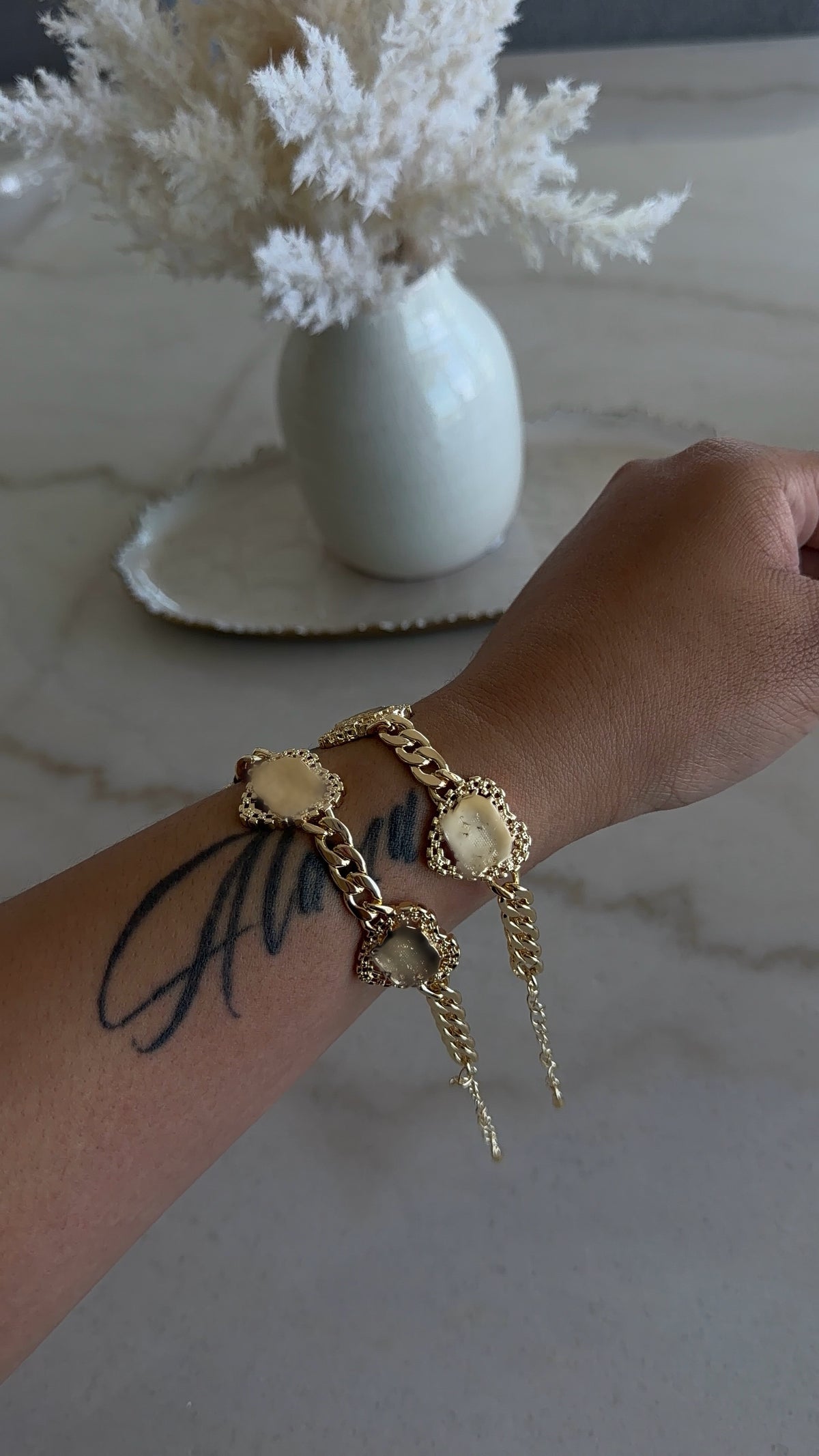 Rollie Heart BB Face Cuban Link Bracelet