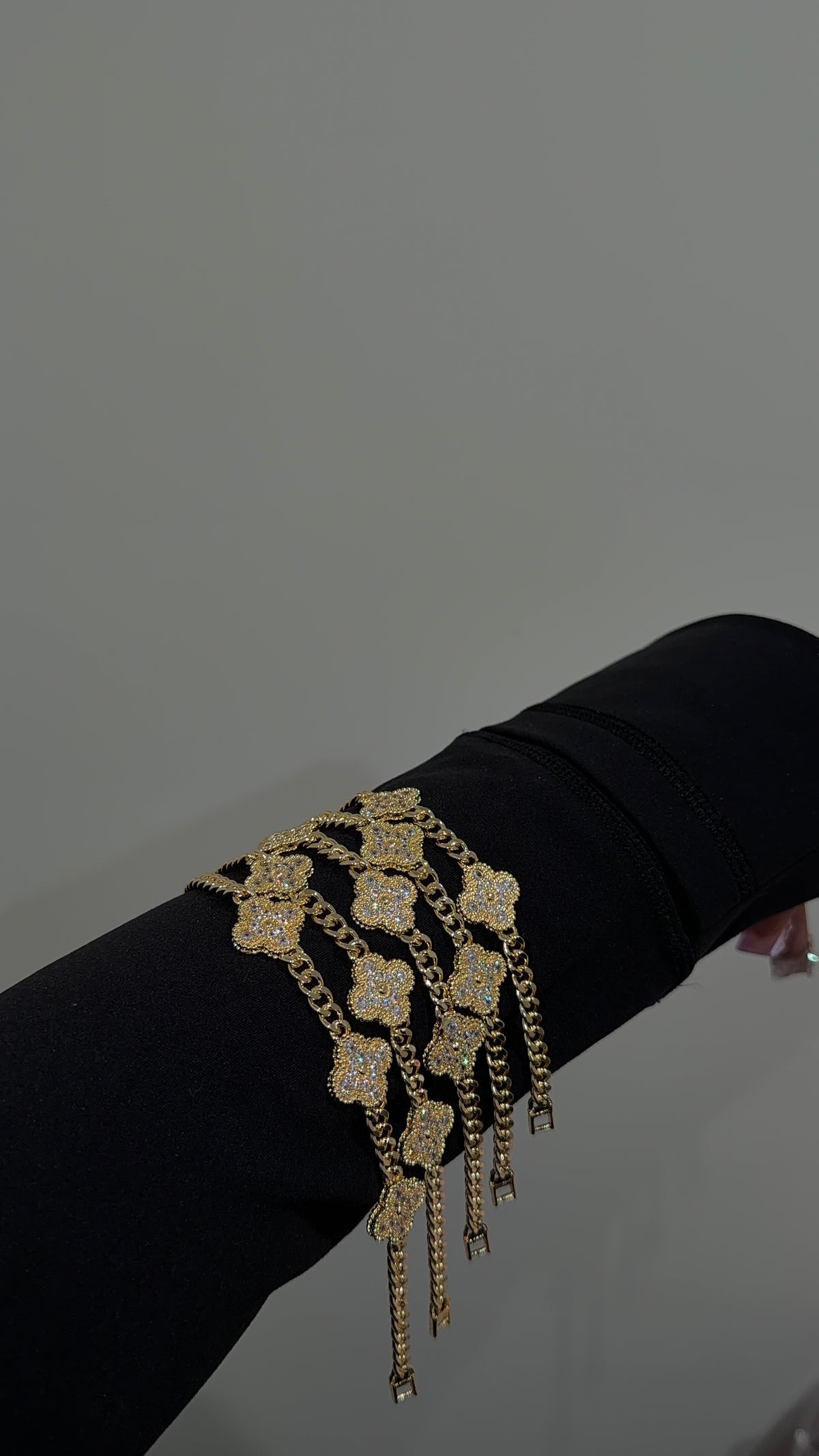 Bling Clover Cuban Link Bracelet