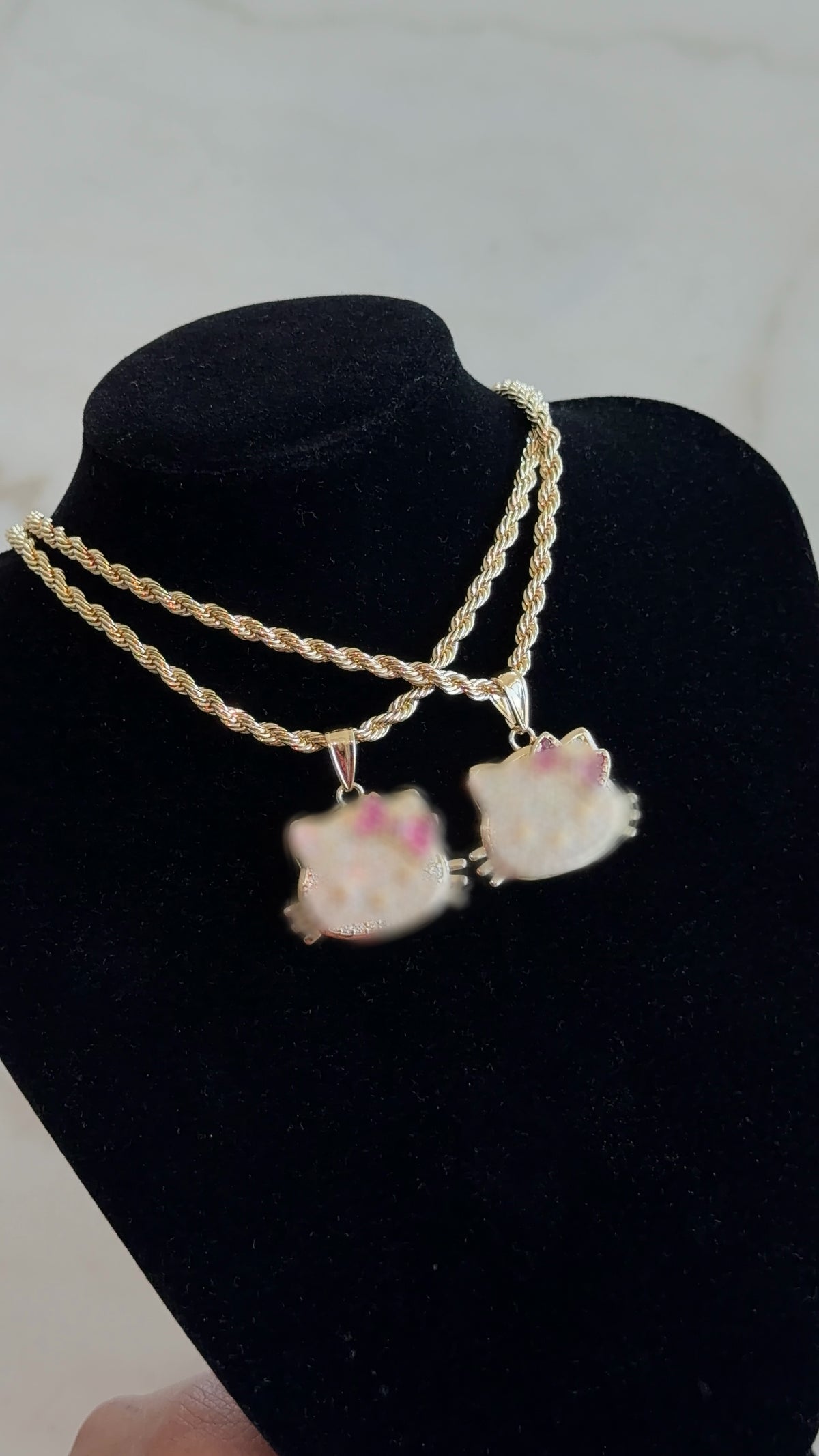 Bling Kitten Face Pink Bow Chain
