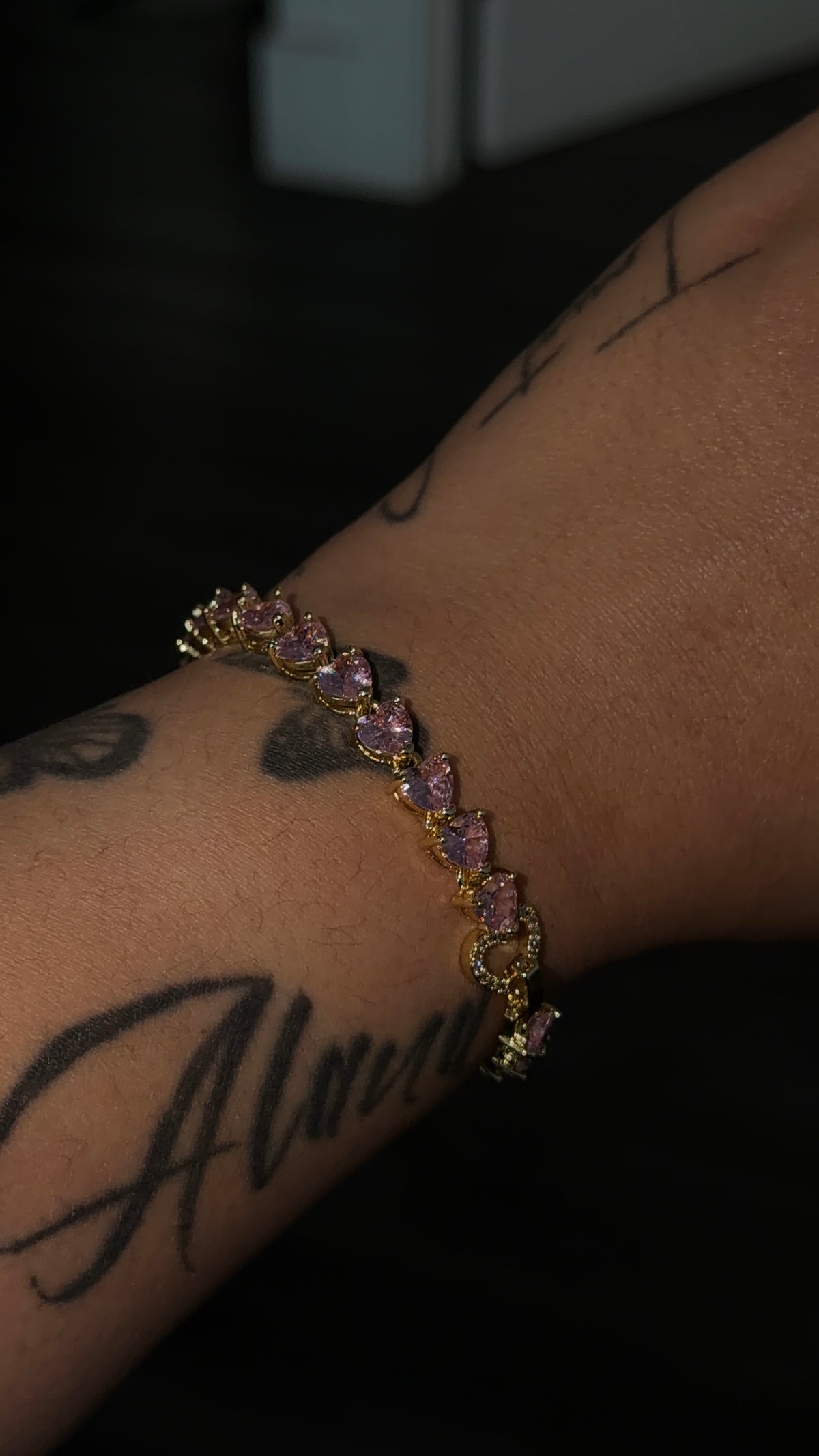Pink Diamond Heart All Around Bracelet