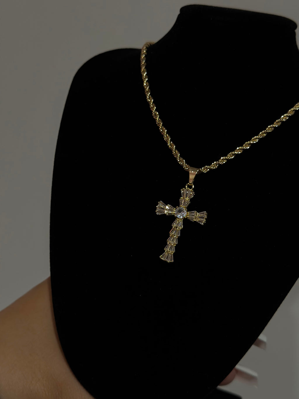 Baguette Diamond Cross Necklace