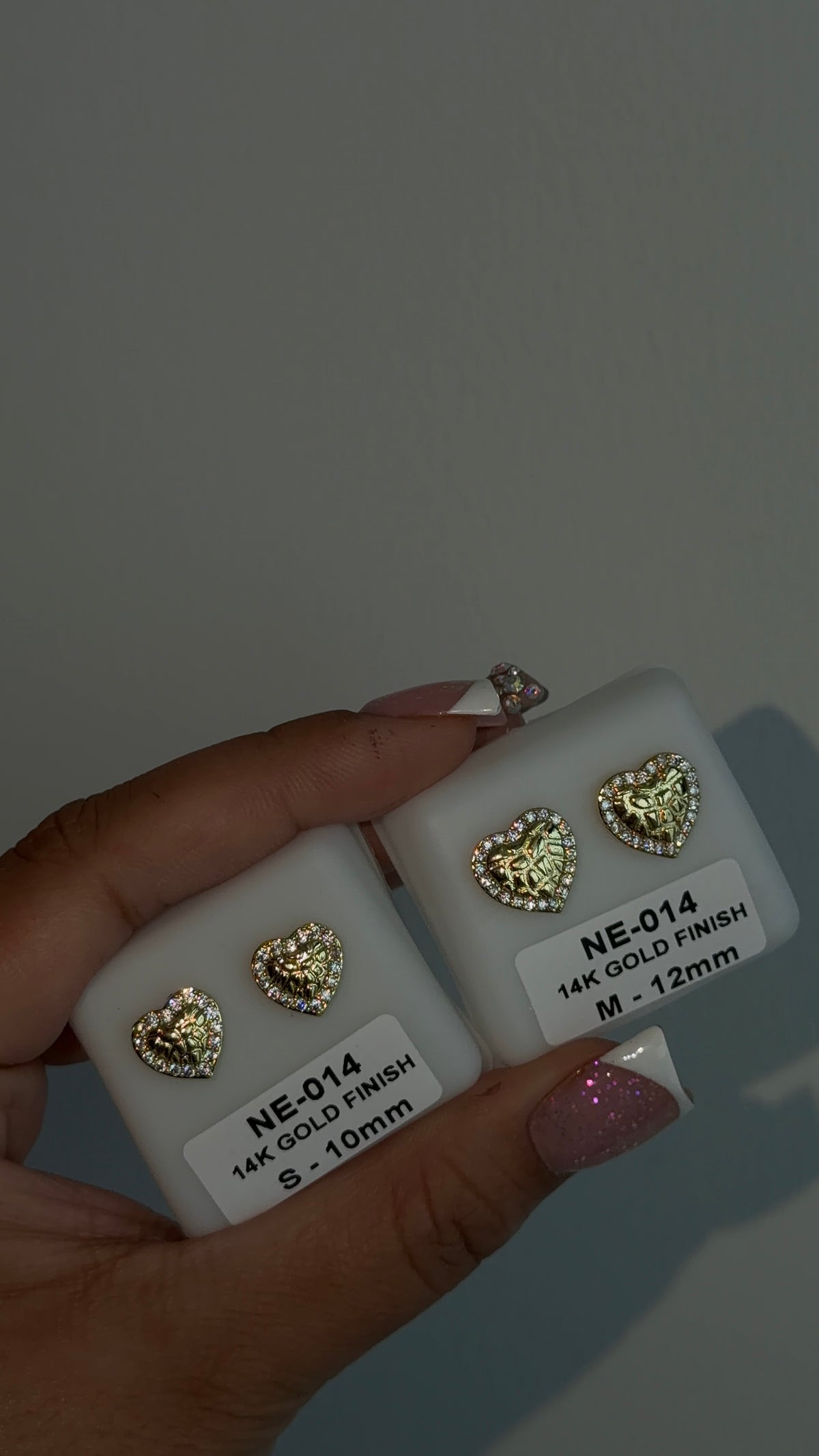 MEDIUM Diamond Heart Nugget Studs