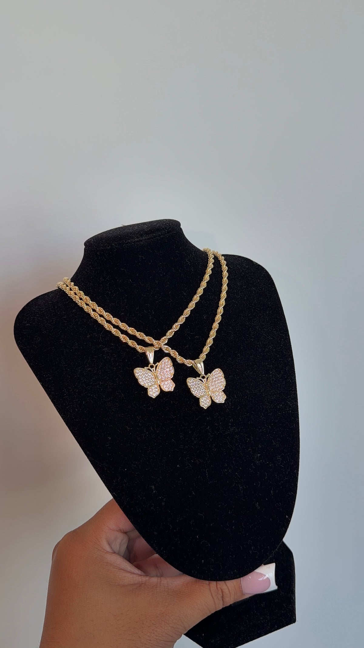 White Bling Butterfly Chain