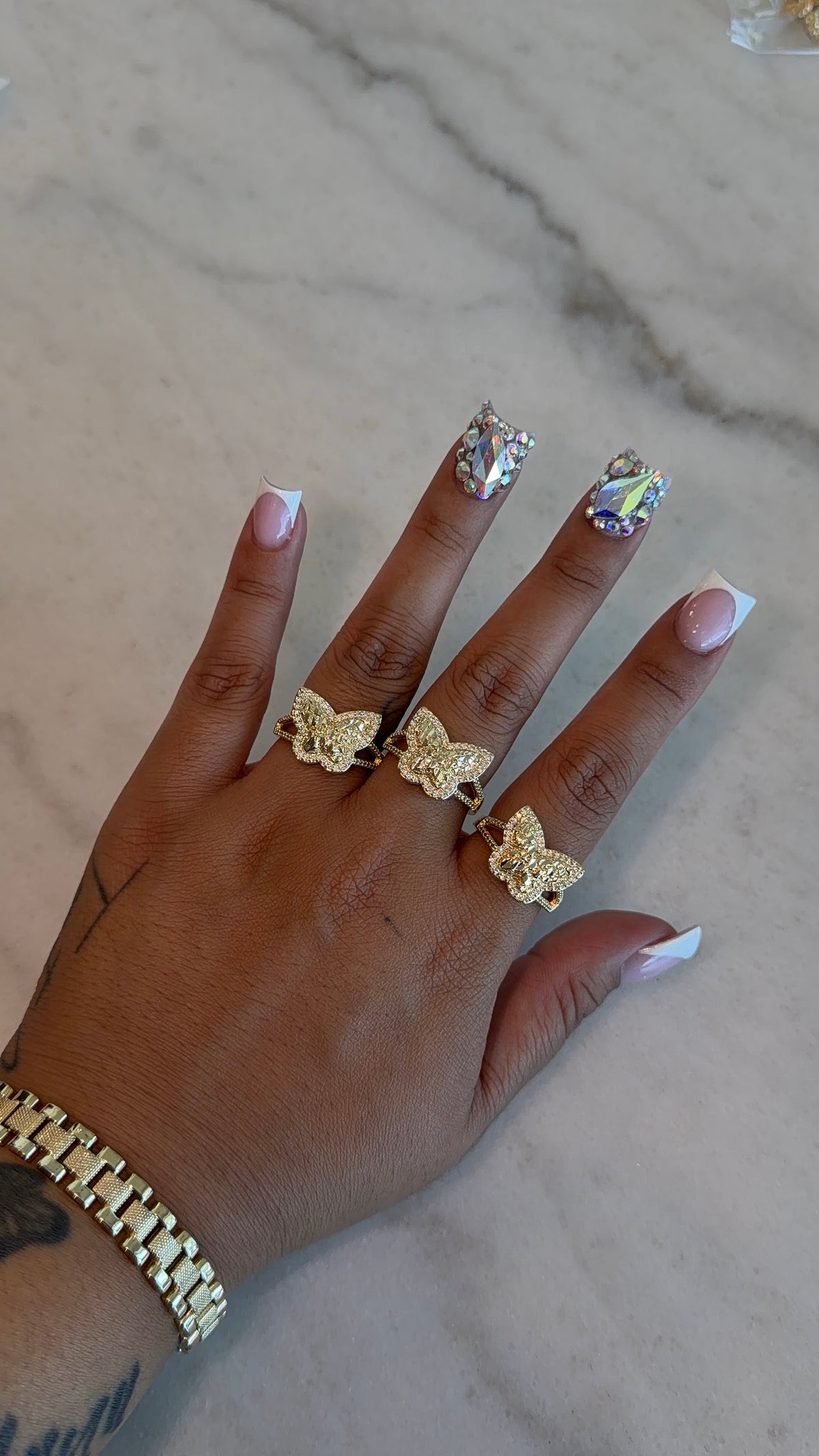 Bling Butterfly Nugget Ring